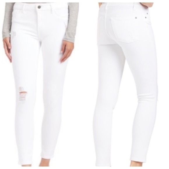 Warp+Weft Denim - WARP+WEFT JFK New York City Skinny Jeans Women's White Distressed Sz 32x29